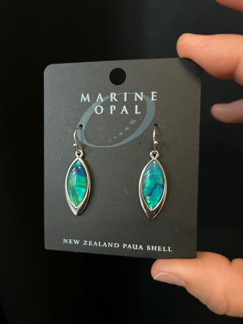 New Zealand Paua Shell (NZ abalone) Drop Earrings by: Marine OPAL - New - Picture 5 of 6